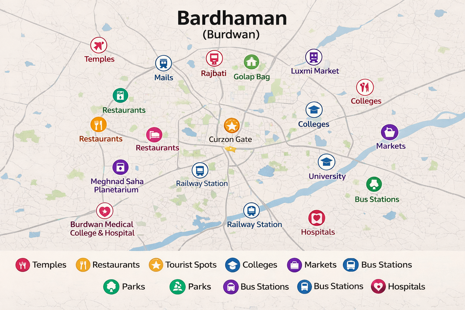 bardhaman city map with landmarks